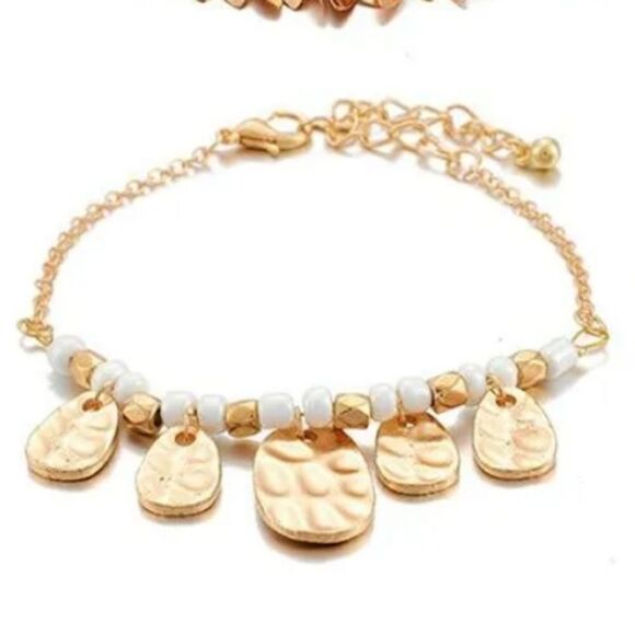 New FREE PEOPLE 4 pc gold bohohemin bracelet set - Picture 6 of 11